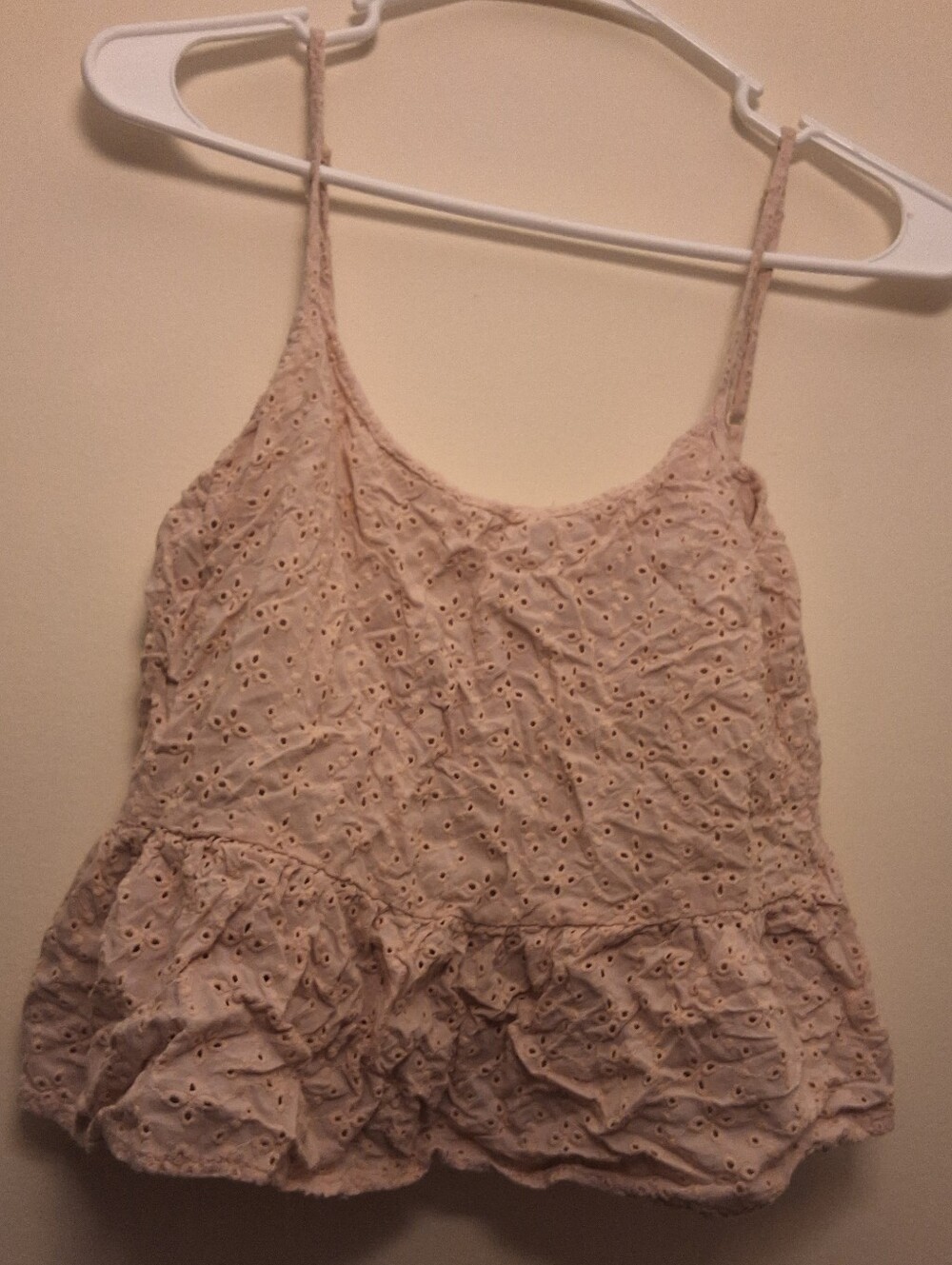 Aéropostale Blush Pink Eyelet Peplum Camisole Crop Top - Size M